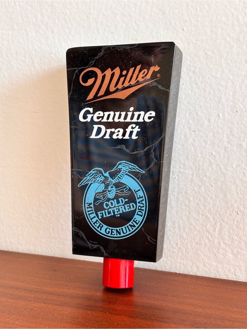 Genuine Draft Black & Red Tap Handle Cold Filtered Bar Decor